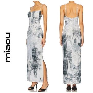 NWT MIAOU | SZ S | Miaou x REVOLVE Thais Dress New Baroque Print White Grey $295